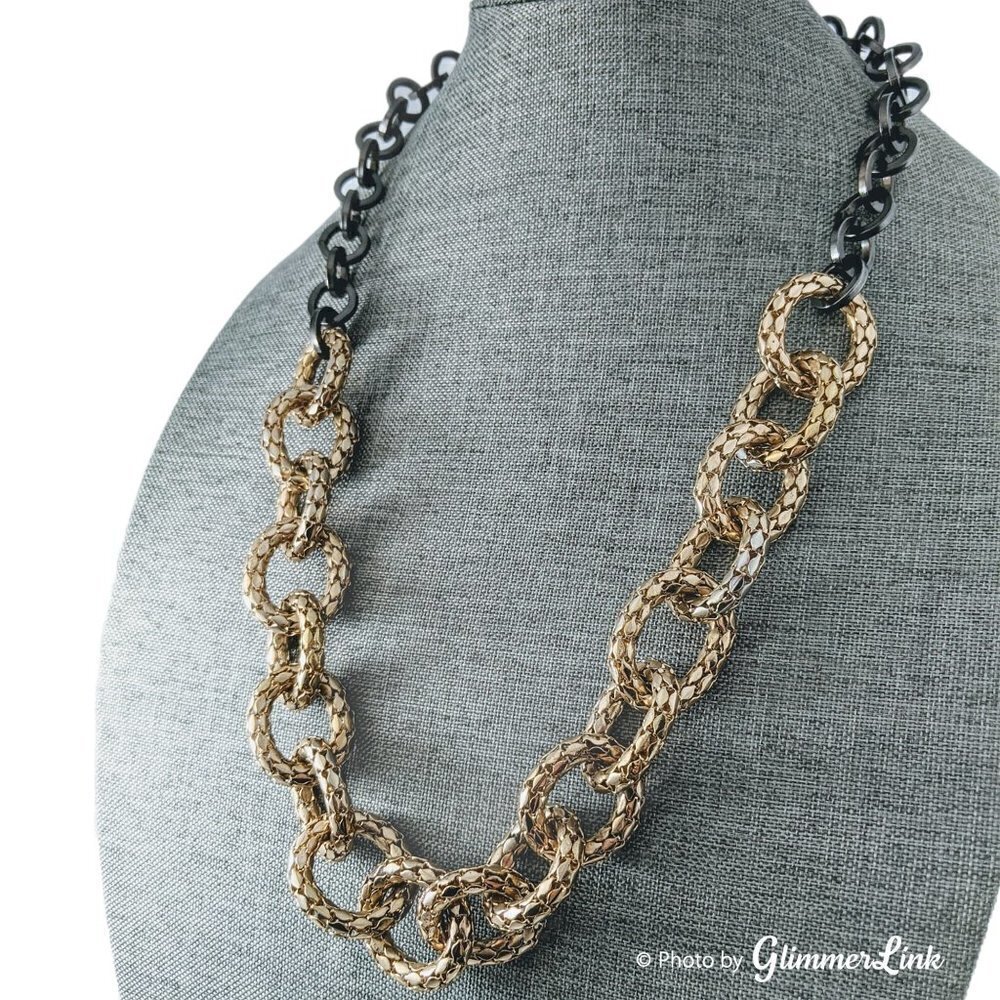 Vintage RJ Graziano Two Tone Links Necklace - Picture 4 of 9